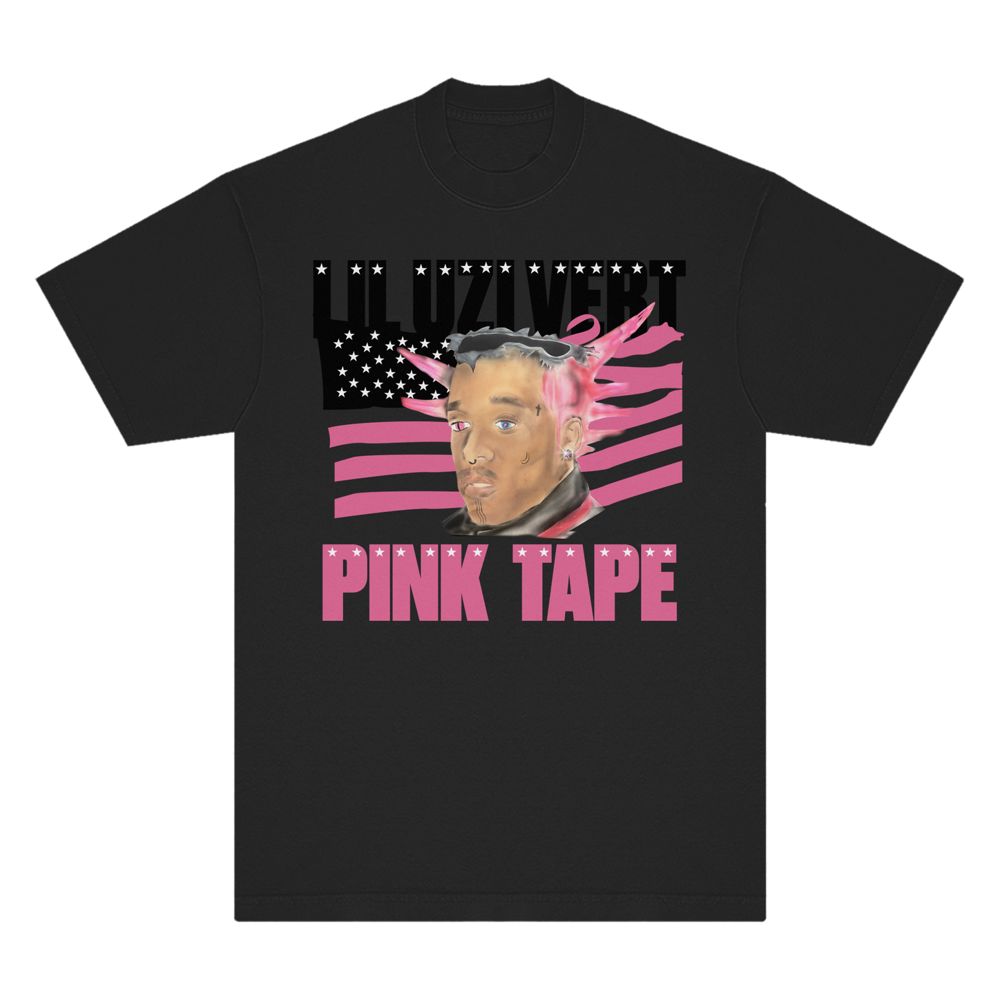 Pink Tape Black Portrait T-shirt