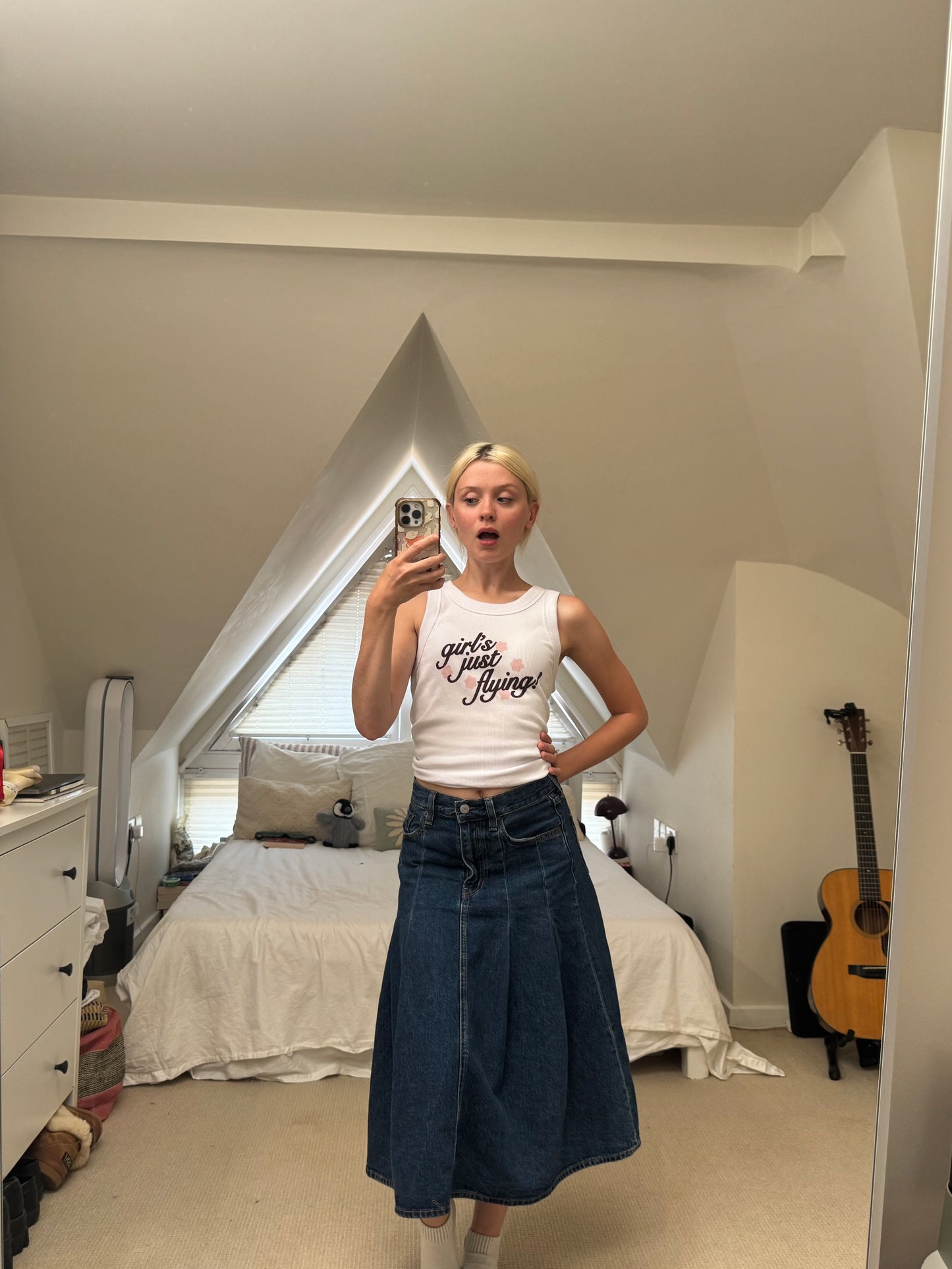 Girl's Just Flying Tank White