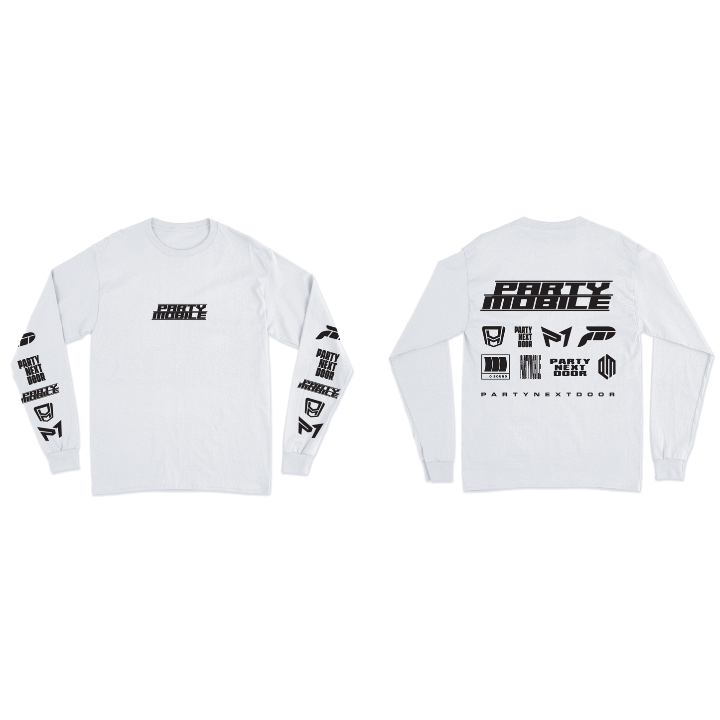 PARTYMOBILE Drop 3 Logo Long Sleeve White T-Shirt
