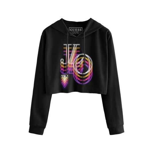 Neon Repeater Crop Hoodie