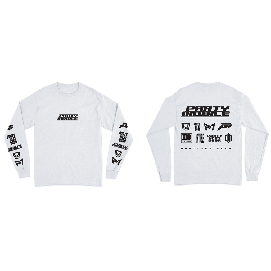 PARTYMOBILE Drop 3 Logo Long Sleeve White T-Shirt