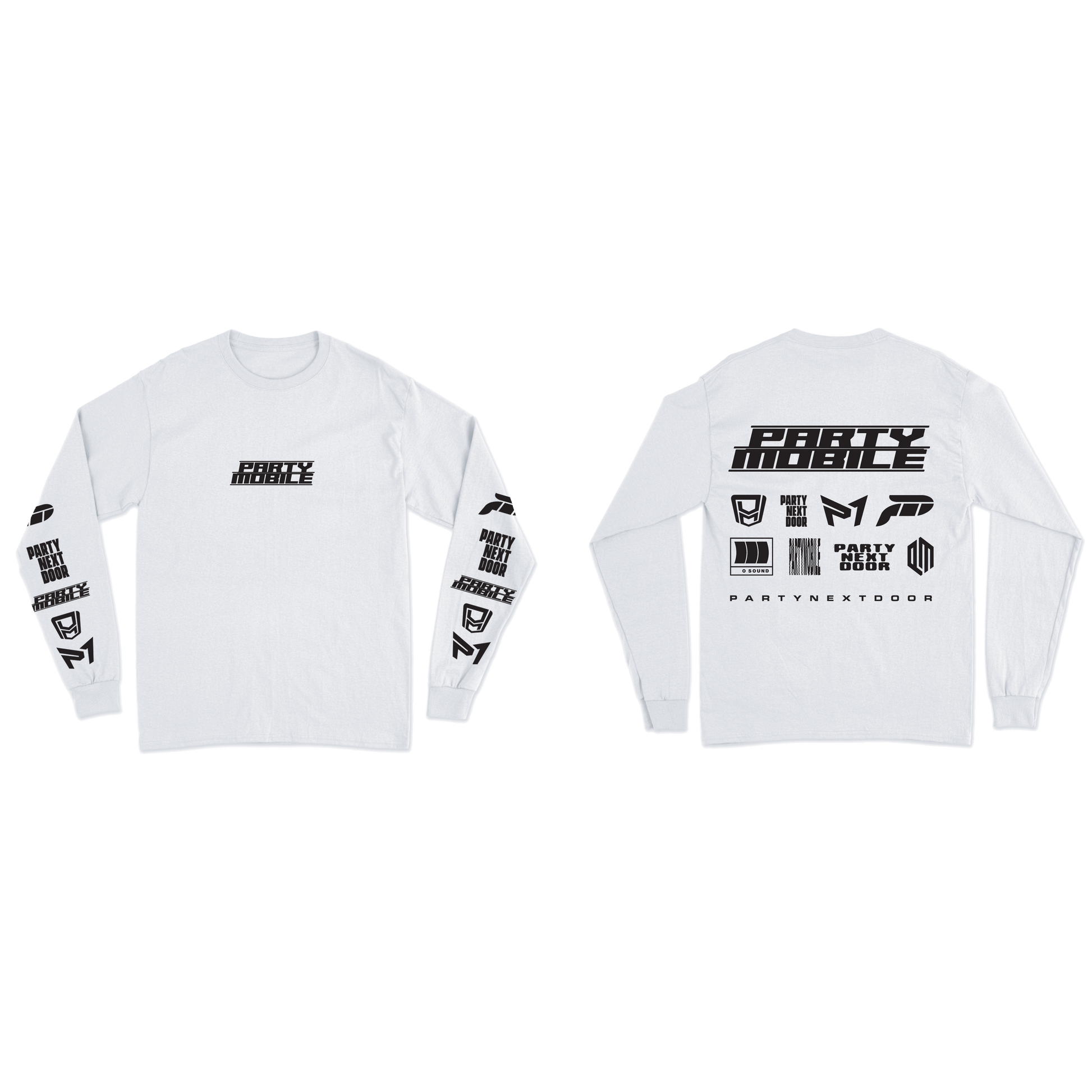 PARTYMOBILE Drop 3 Logo Long Sleeve White T-Shirt