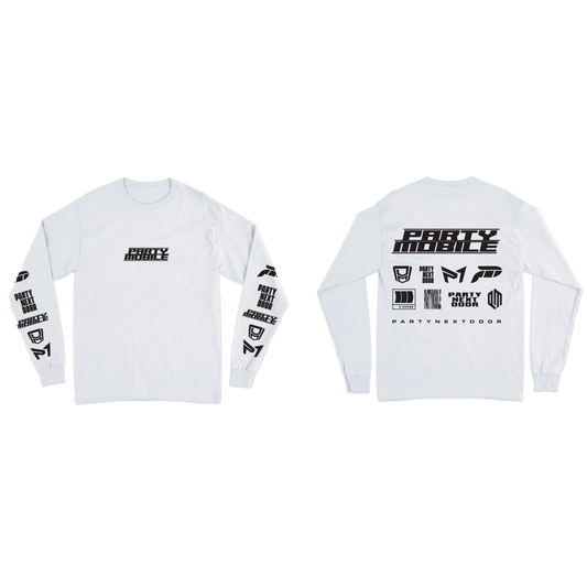 PARTYMOBILE Drop 3 Logo Long Sleeve White T-Shirt