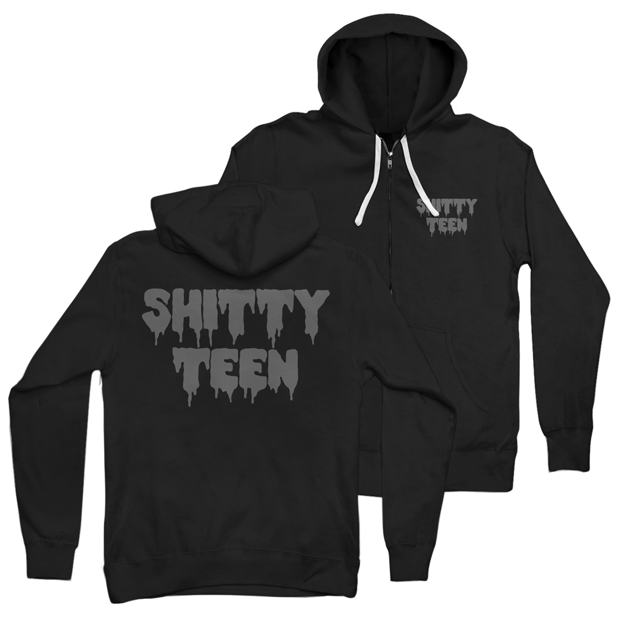 Shitty Teen Black Zip Hoodie