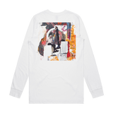 Red Circle Band Collage Long Sleeve T-shirt White