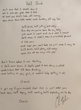 Half Drunk Handwritten Lyric Sheet